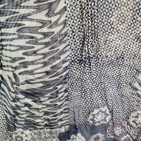 Lior Paris Floral Mixed Print Sheer Button Tunic Top Women Sz XL Sequin Beaded - Picture 10 of 12